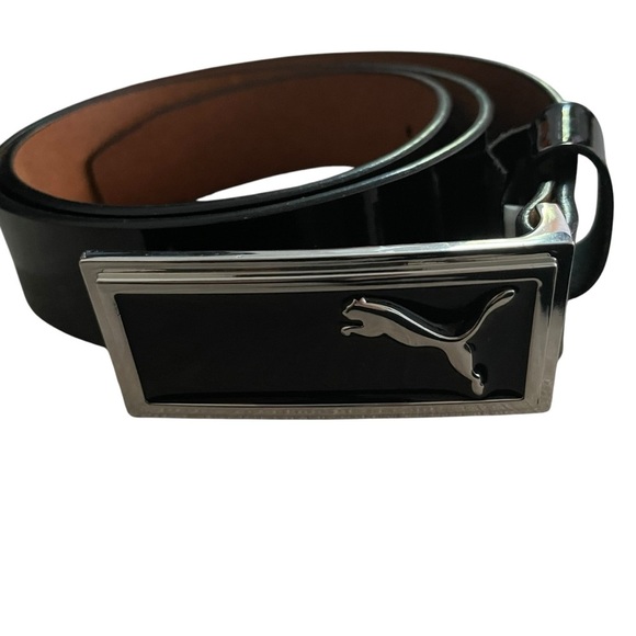 Puma Black and Brown Leather Belt with Silver Buckle - Picture 2 of 4